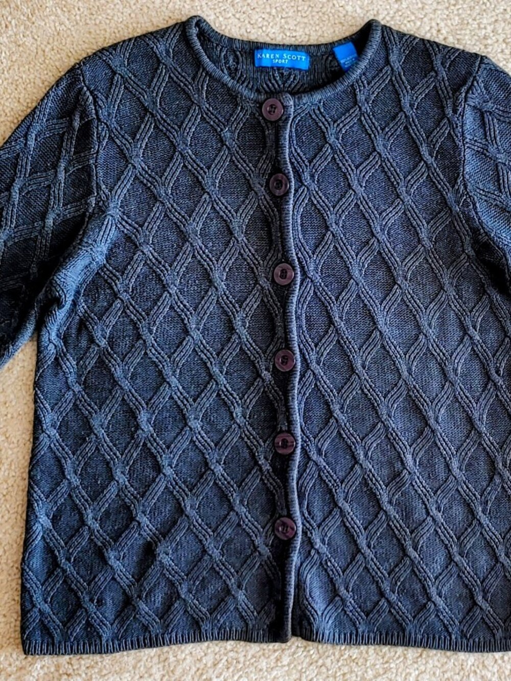 Karen Scott Sport Knit Cardigan Sweater -